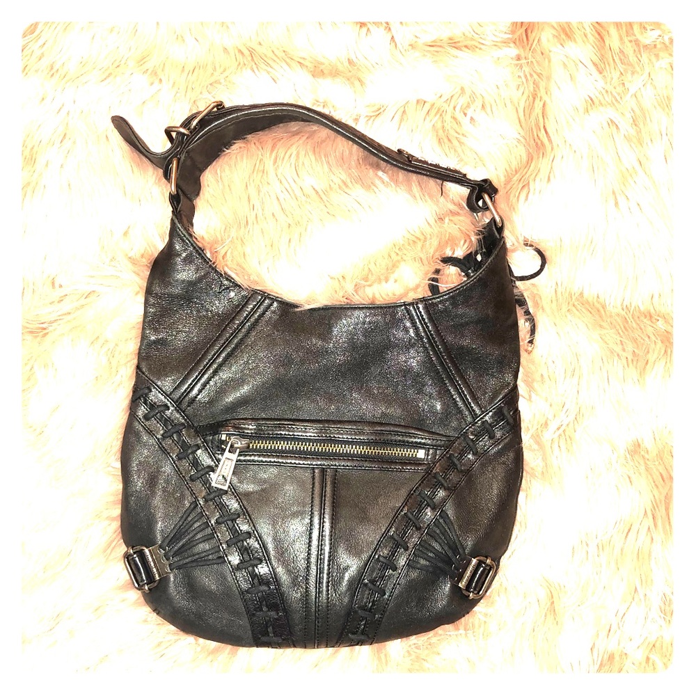 L.A.M.B. Black Leather Shoulder Bag